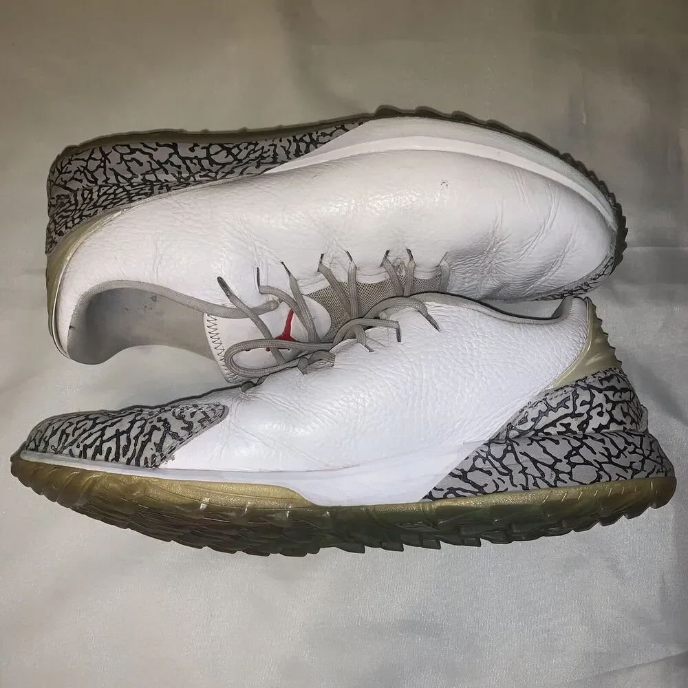 Nike Jordan ADG Golf Shoes White Cement Fire Red AR7995-100 Men's Size 11.5